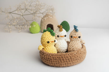 Snuggled Chicks in a Cozy Nest - CROCHET PATTERN